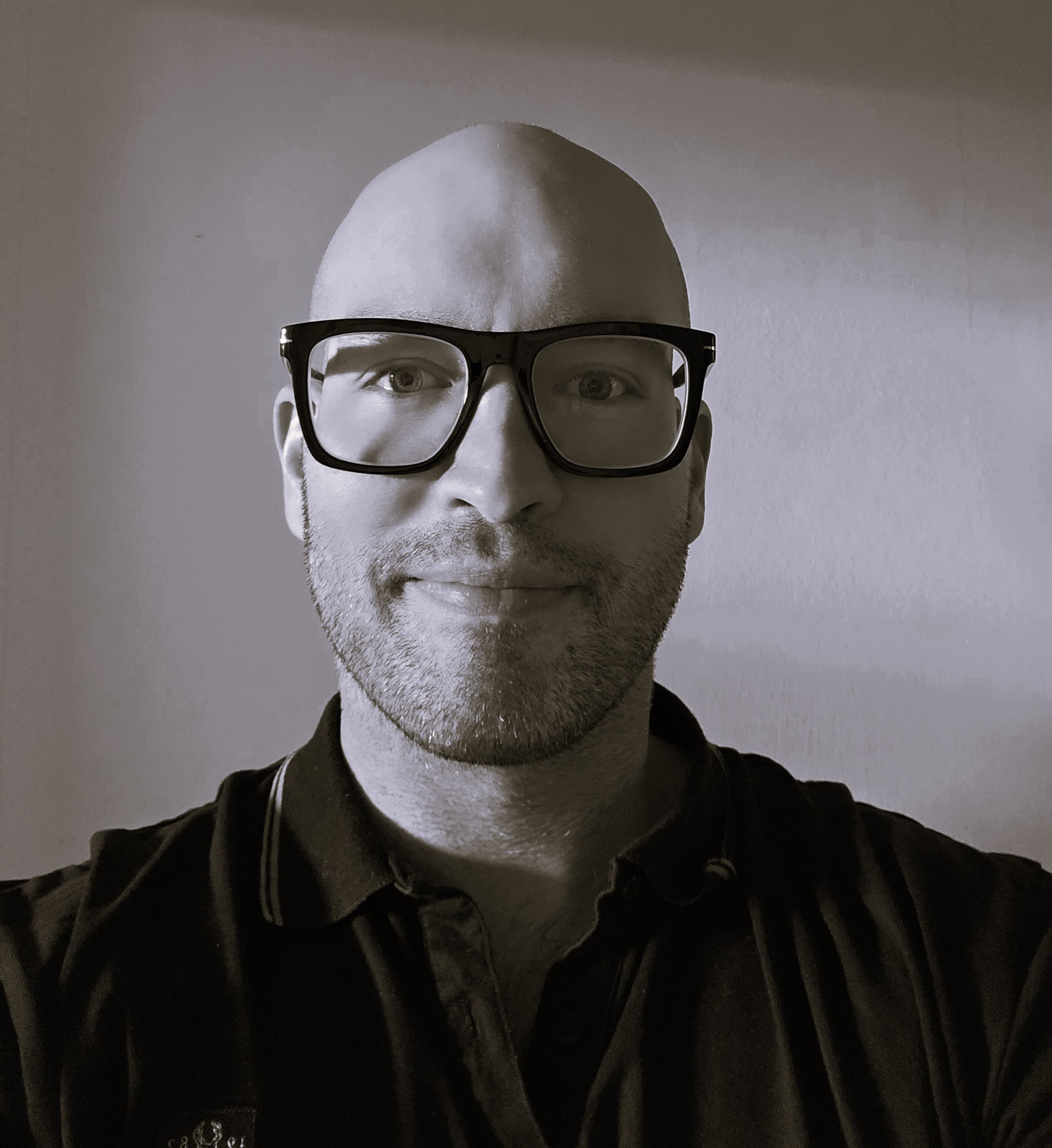 Black and white portrait of Daniel Bowker