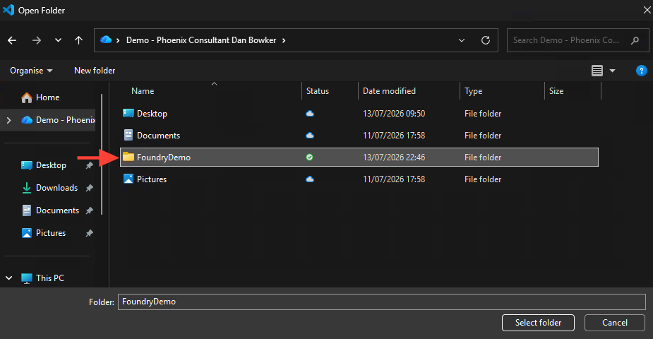 Creating a dedicated workspace for the Foundry Local application