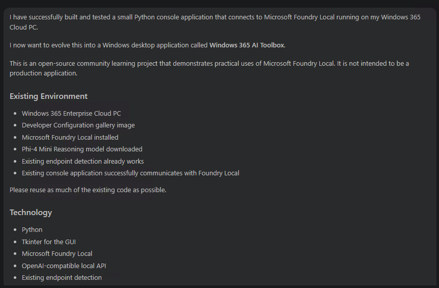 Extending the working console demo into a lightweight Windows interface.